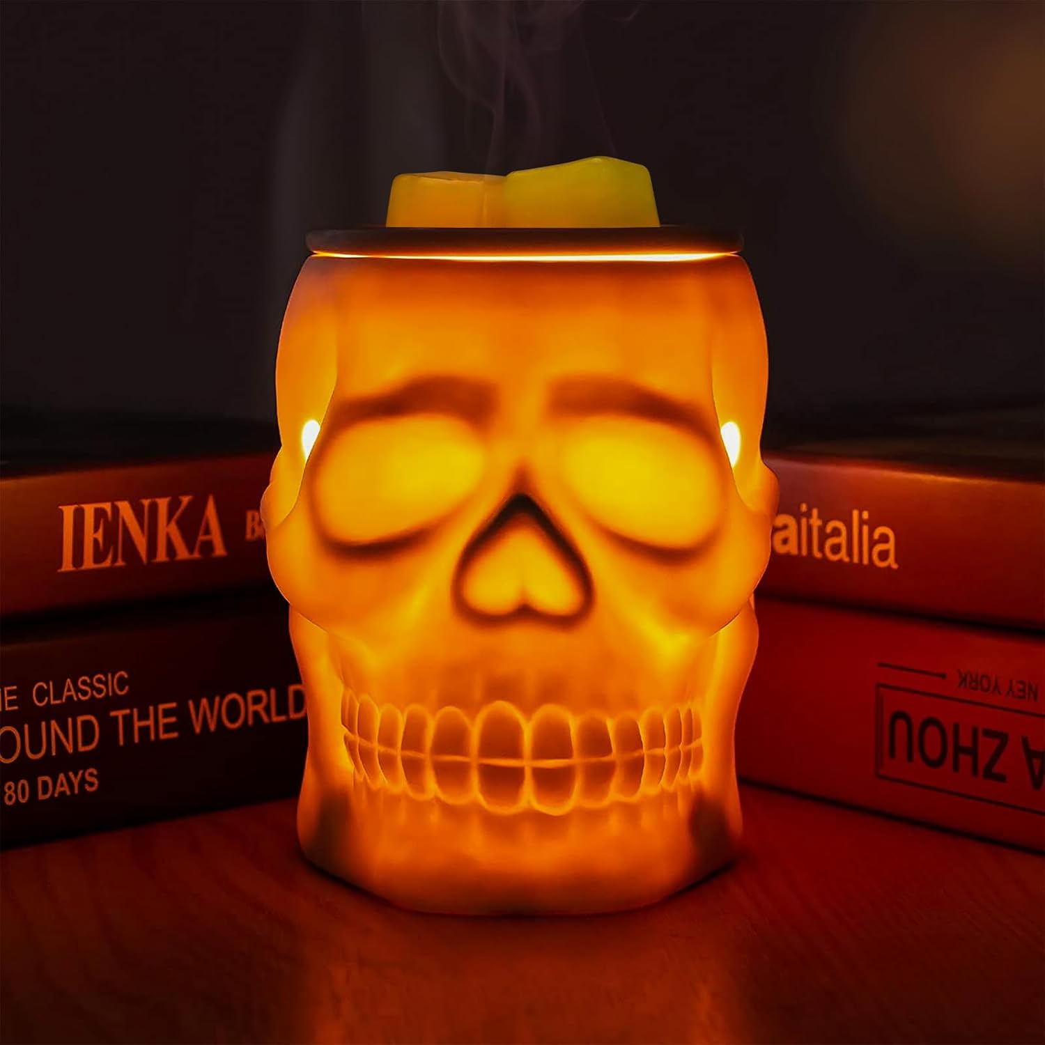 Halloween Wax Melt Warmer, Ceramic Skull Scentsy Wax Warmer for Scented Wax Melts, Electric Wax Melter Warmer for Candle & Fragrance Cubes